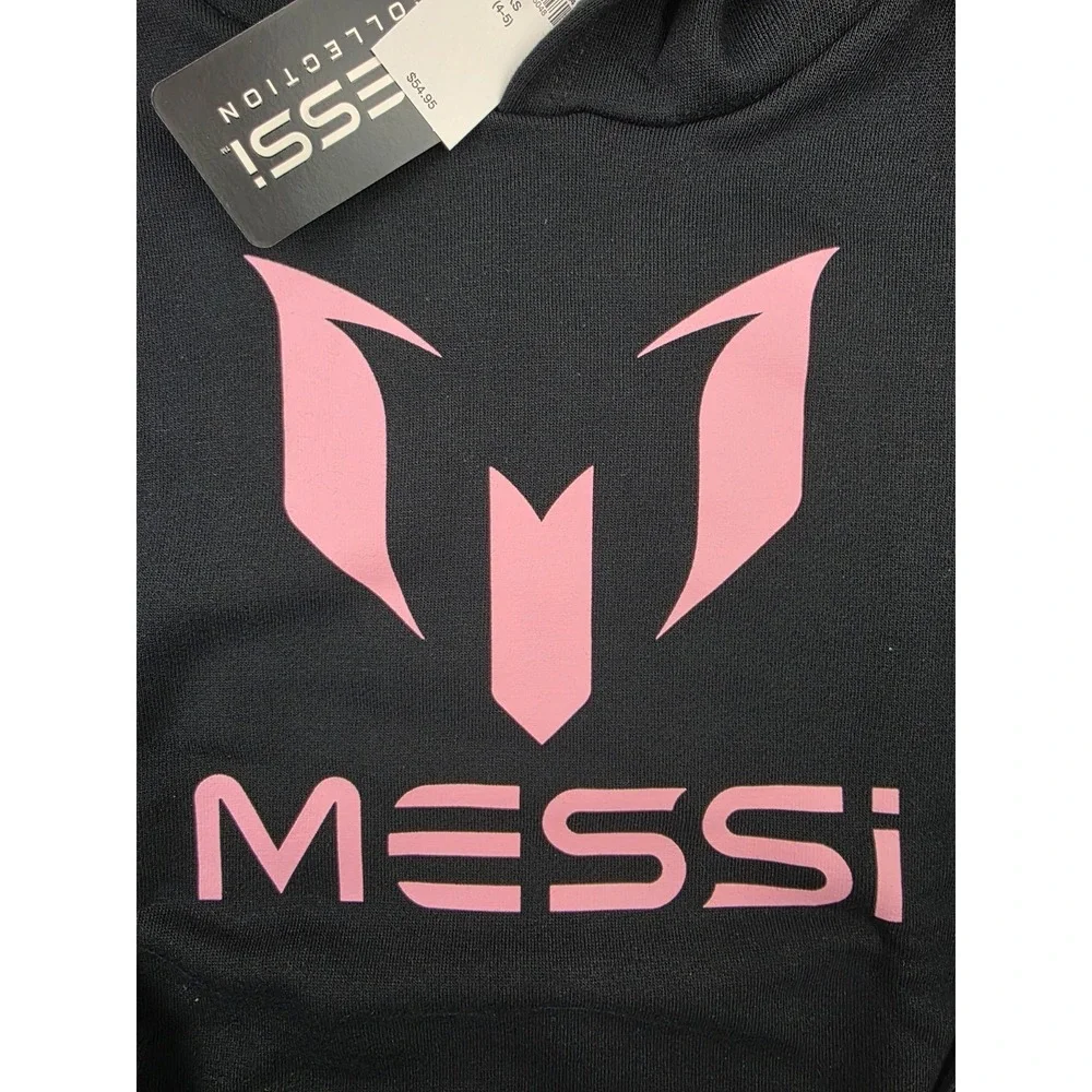 NWT GAP Kids Messi Black Pink‎ Hoodie Size XS (4-5) Spellout Youth Futbol Soccer